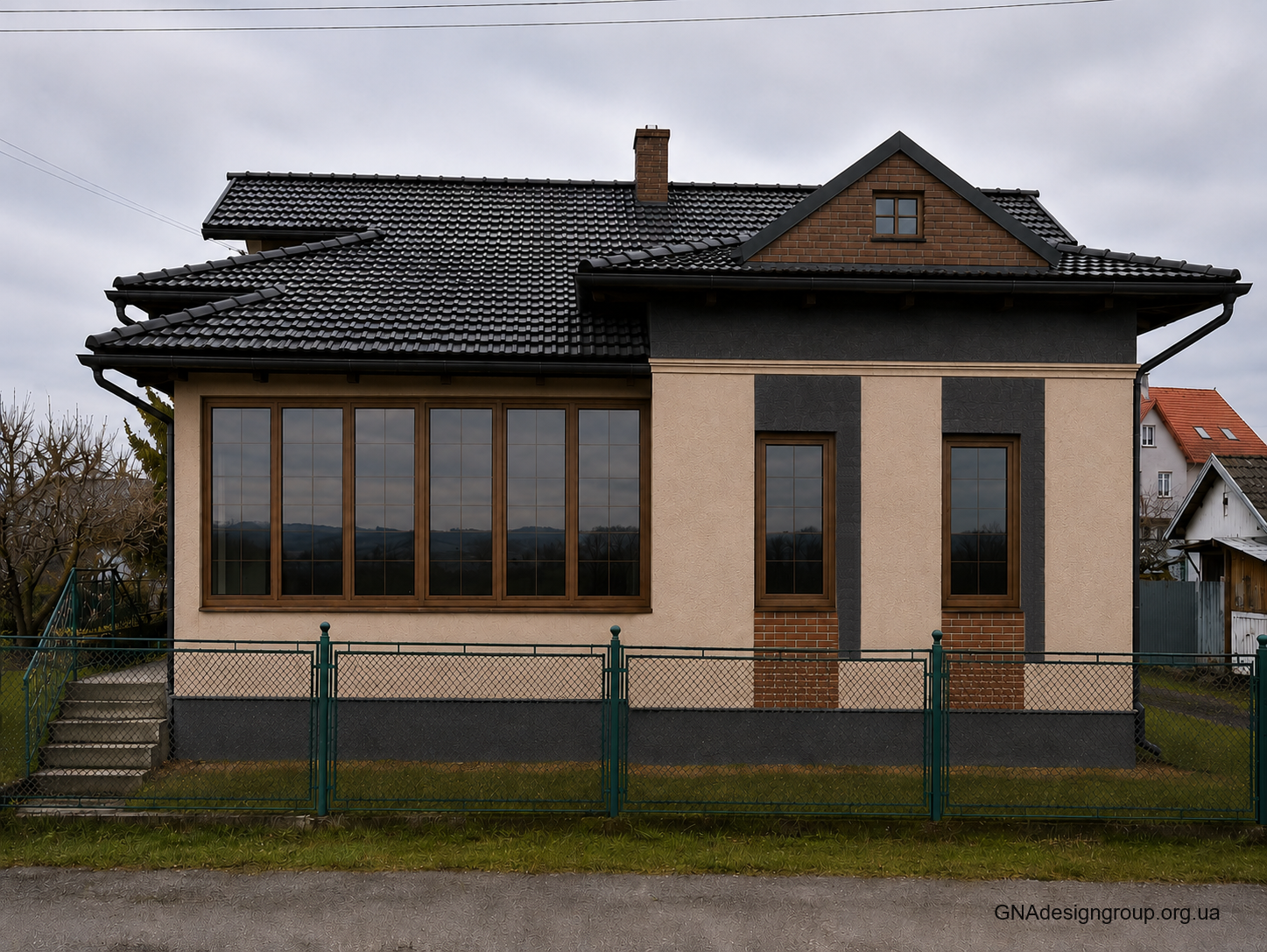 Розробка дизайну реконструкції фасаду будинку та фотореалістична візуалізація
