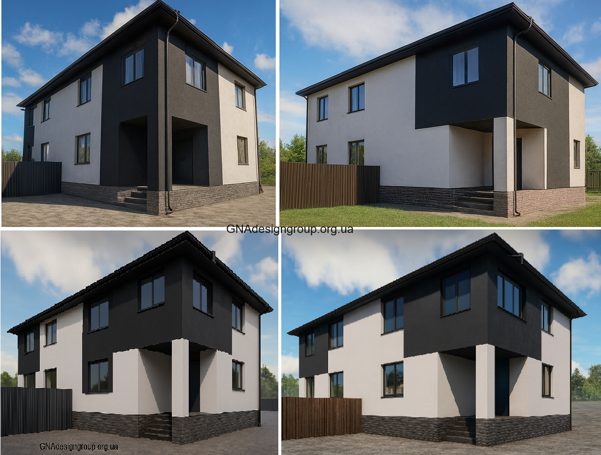 Duplex facade versions - white and graphite