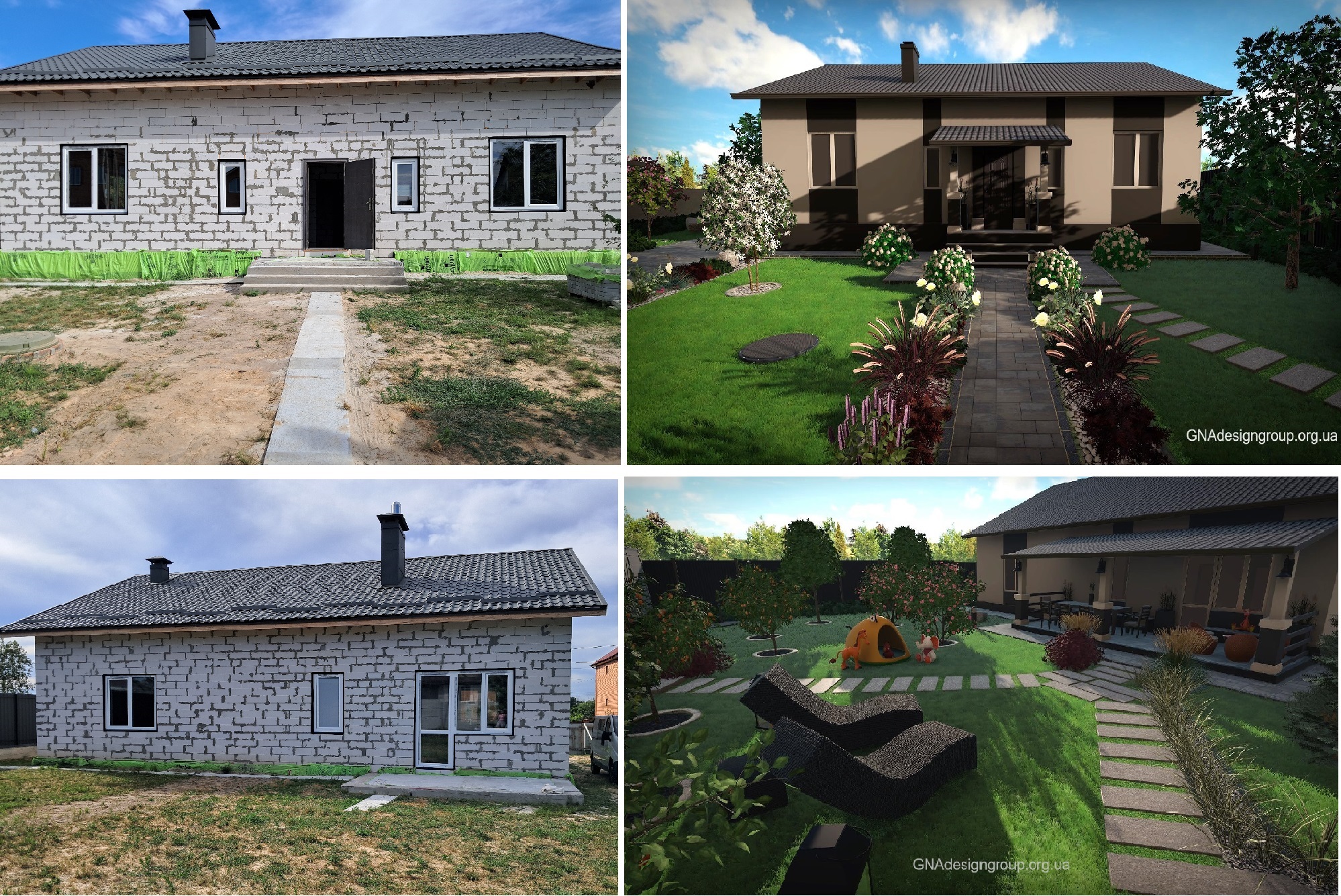 House facade - Graphite and gray + Landscape design