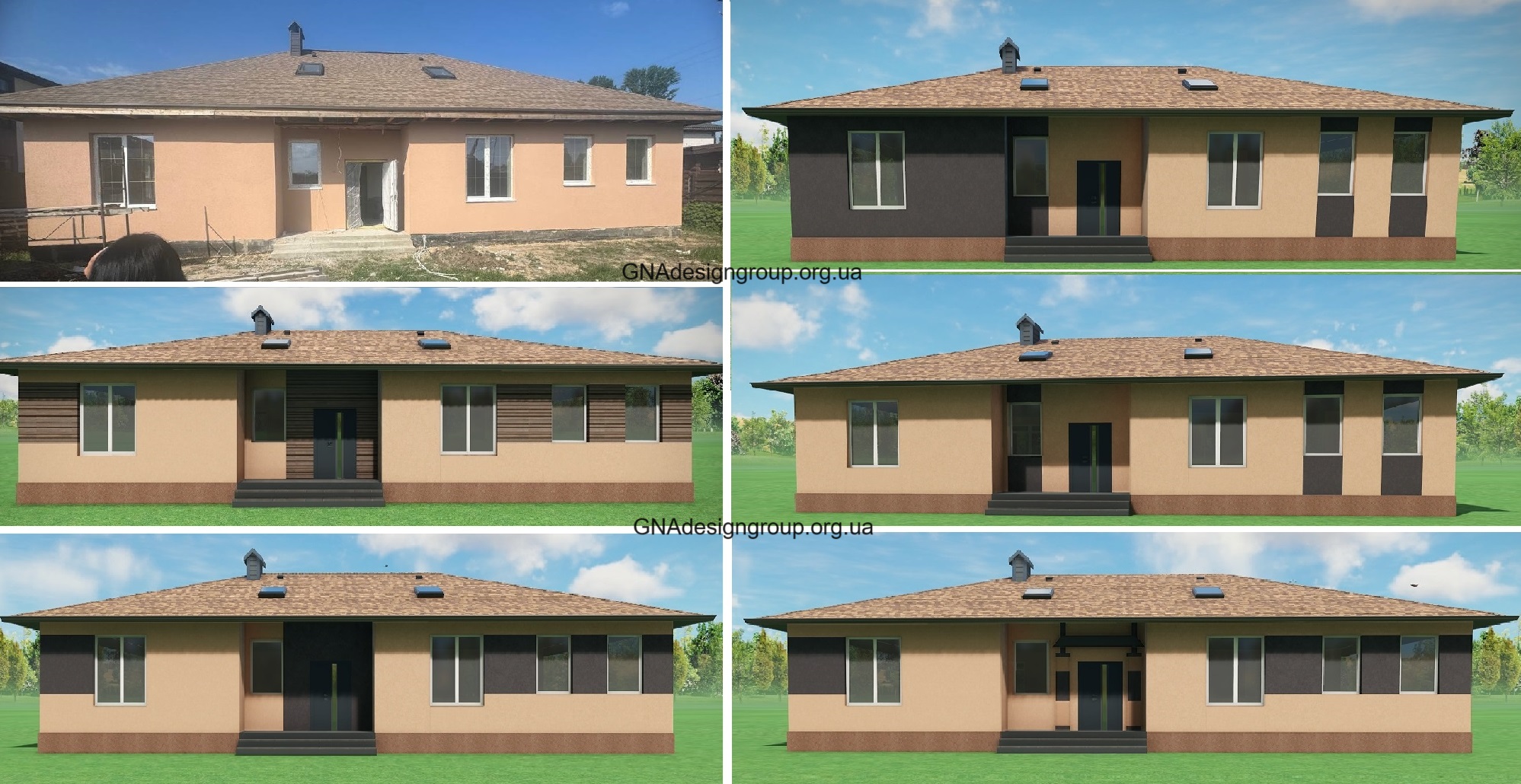 Facade of the house - brown tones of the facade or 