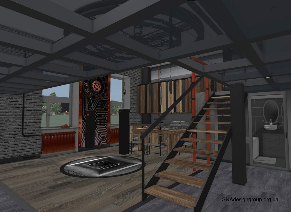Two-level Loft or man's minimalism. 2018