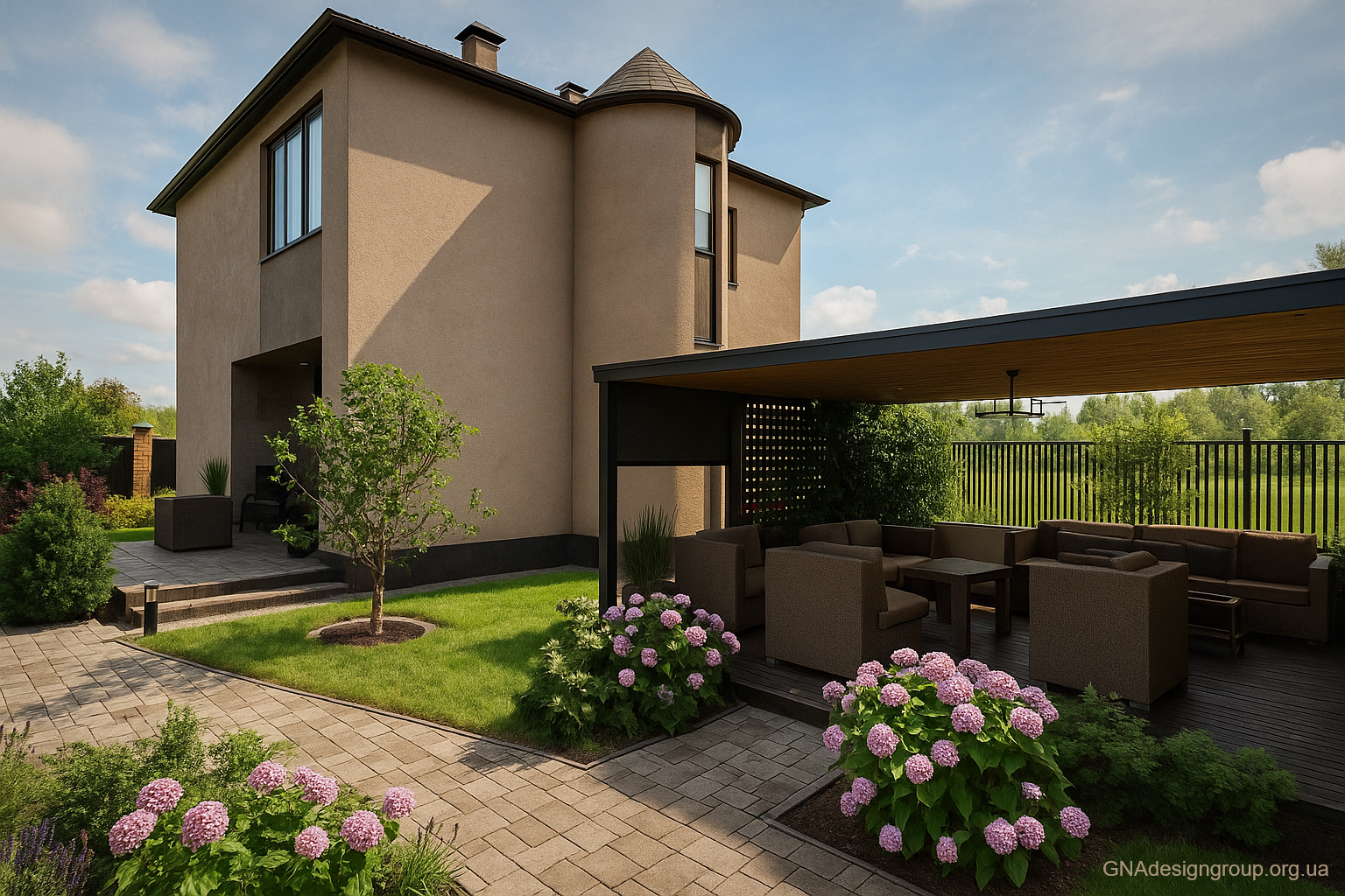 Facade and landscaping 