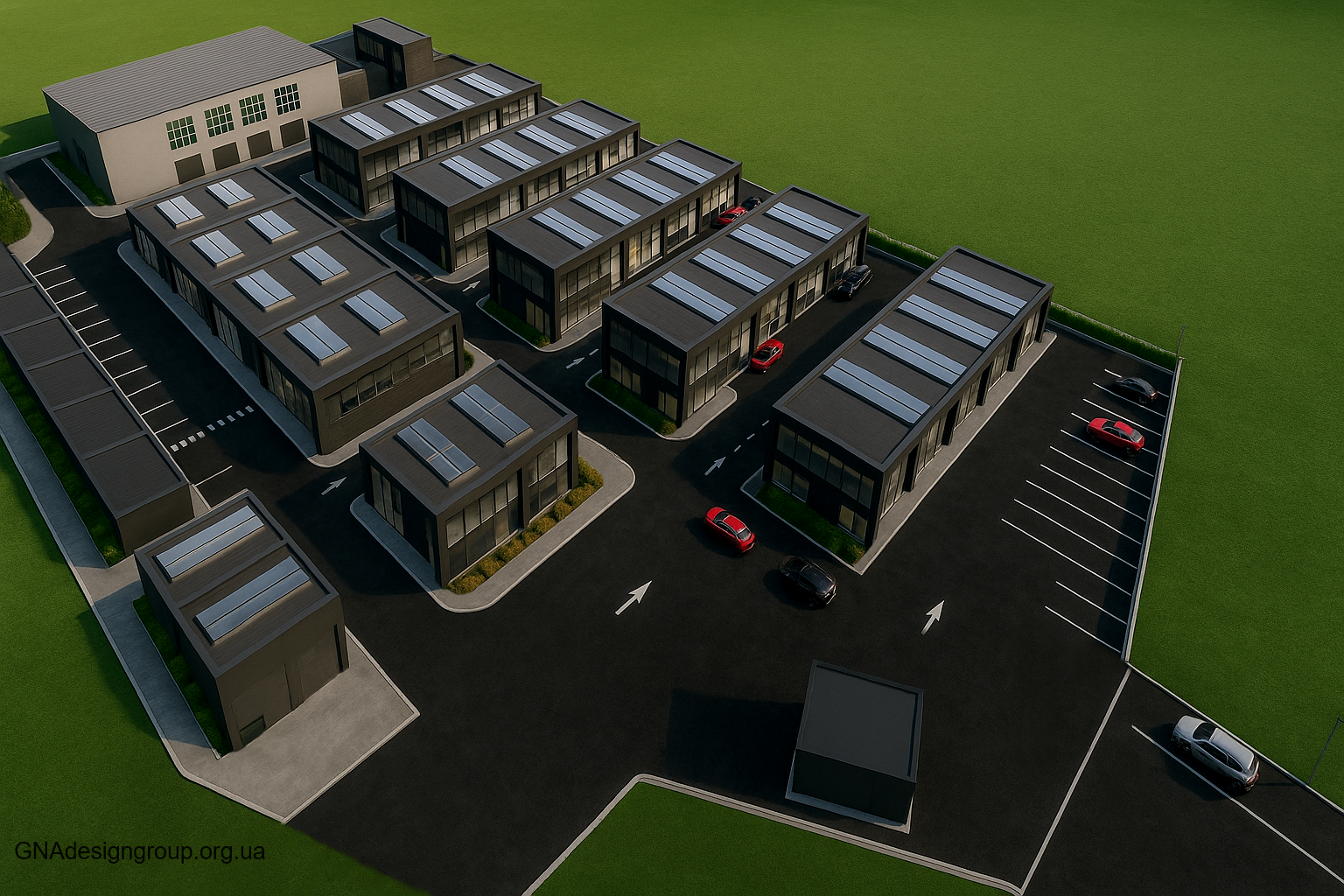 Garage Cooperative and Offices, visualization, 3D video