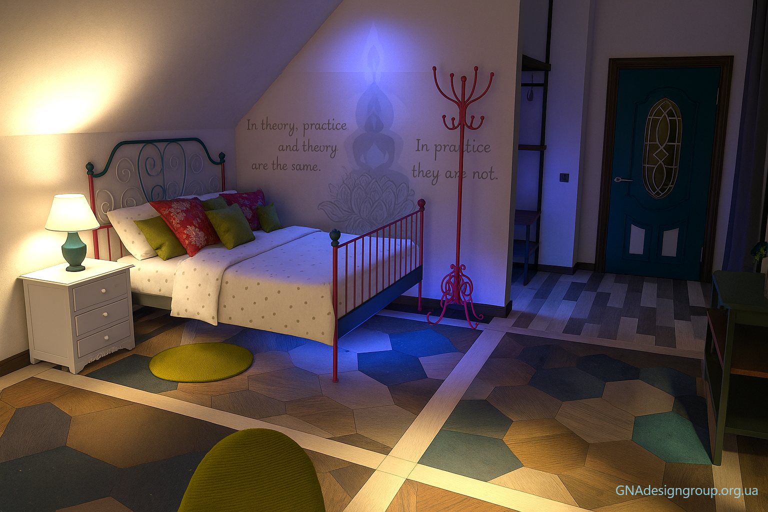 Bedroom and dressing room for a gymnast girl