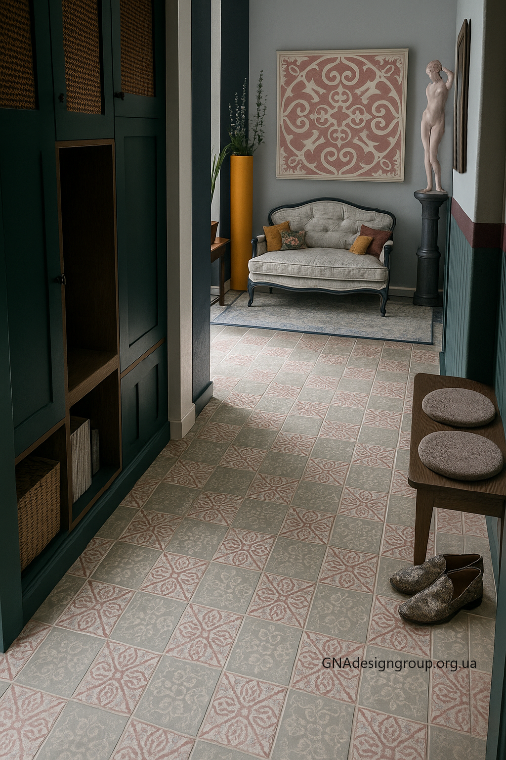Royal Blue and Green, Marsala in the Interior