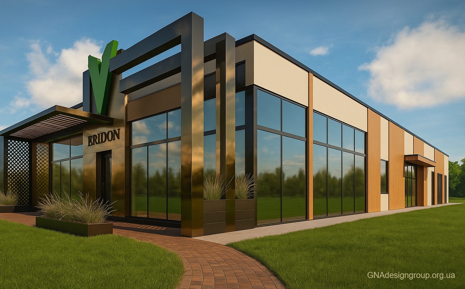 Facade design of the administrative building 